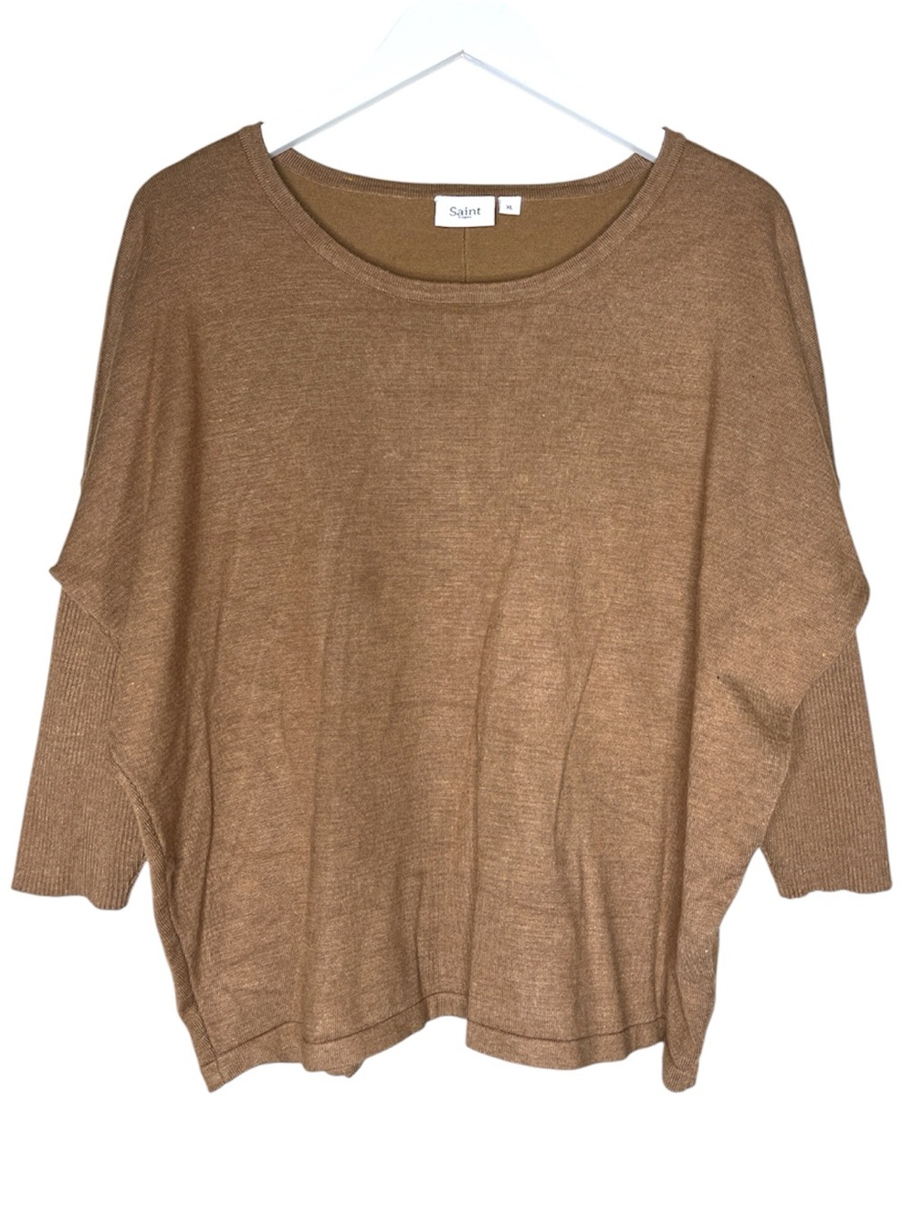 SAINT TROPEZ Quiet Luxury Tan Mila R-Neck Dolman Pullover Sweater XL